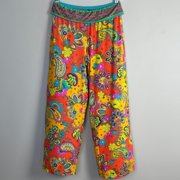 Trina Turk Pants - Trina Turk Bohemian Paisley Printed Wide Leg Beach Pants Nylon Stretch Medium